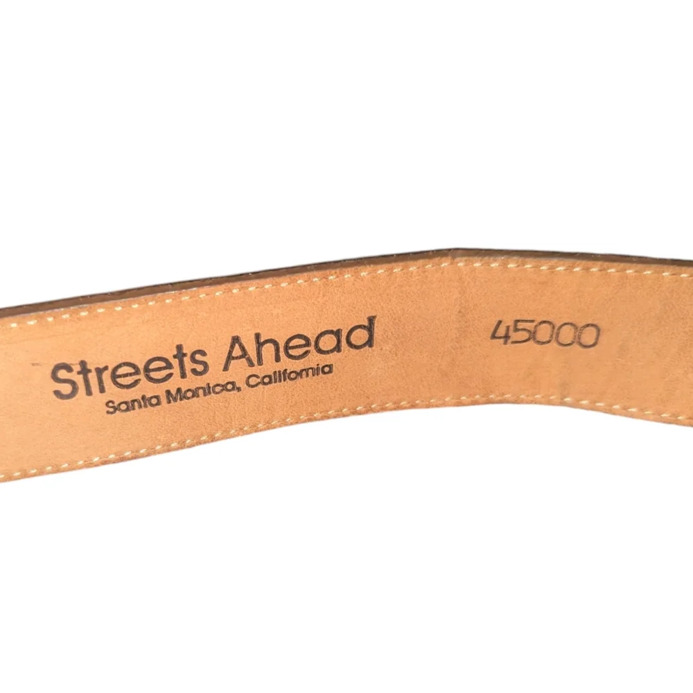 Rare Vintage Streets Ahead Santa Monica Copper Coin Adjustable Leather Belt